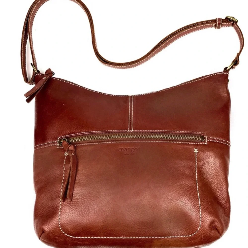 Margot Saddle Brown  Leather Crossbody Shoulder Bag